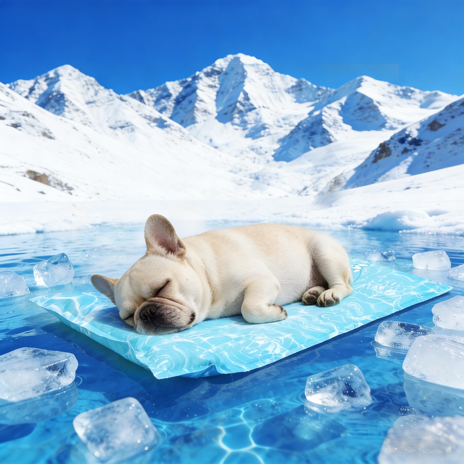 Pawtasy Dog Cooling Mat with Pillow M (65x50cm), Medium Self Cooling Pet Pad for Dogs, Pressure Activated PVC Waterproof Gel Mat for Indoor Floor and Living Room, Durable Cool Bed