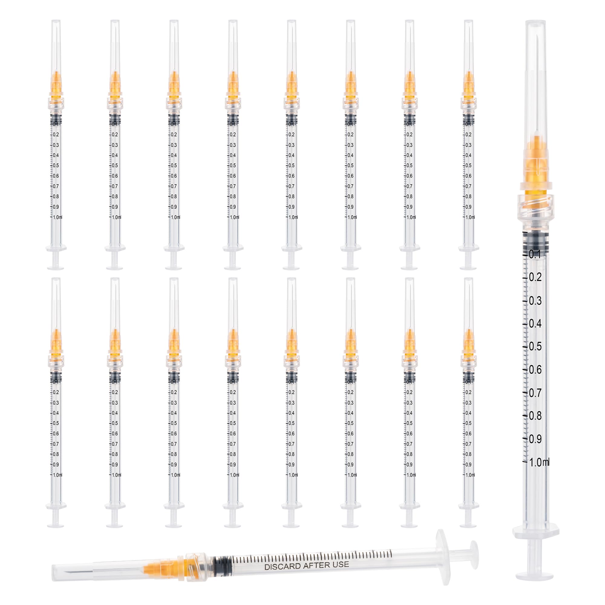 25 Gauge 1 inch Syringes Luer Lock Disposable Syringes for Scientific Labs, Industrial Adhesives, Refilling Inks,Individually Wrapped,100 Pack