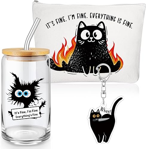 Miniatura 8 de Hushee Juego de 3 regalos de agradecimiento de Navidad para mujeres, incluye vasos de vidrio de 16 onzas con tapa, pajita y bolsa de maquillaje y