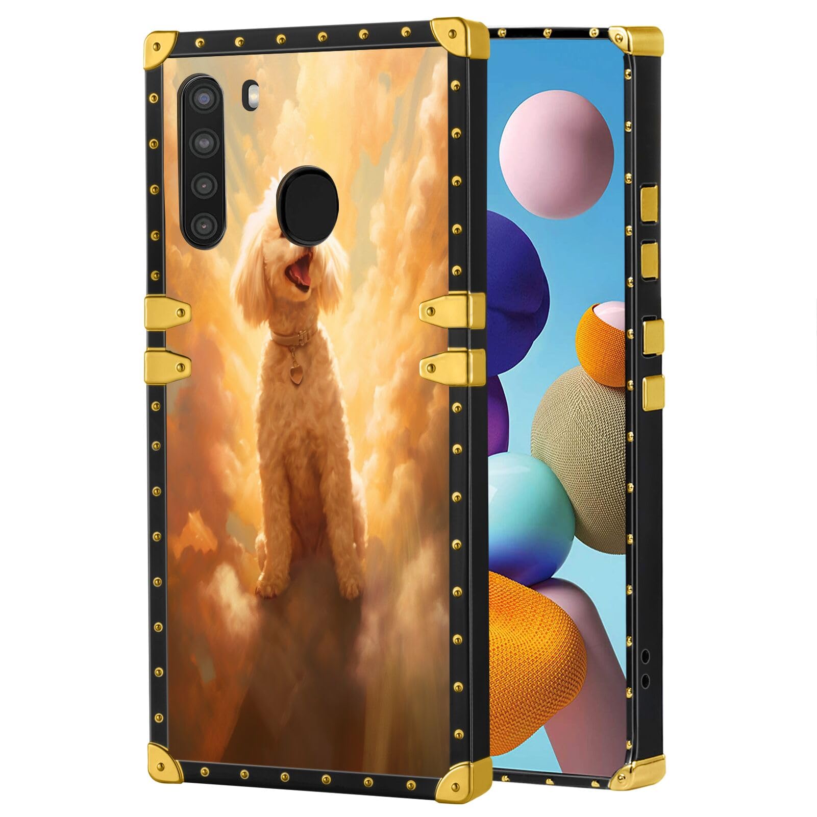 Elgzigok Phone Case for Samsung Galaxy A21 with Poodle Dog-aa2 Pattern Design Black Soft TPU Slim Fit Anti Scratched Protection Cover Case