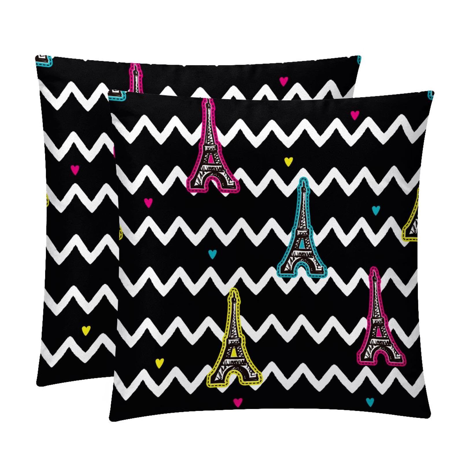 TDGKPZ Eiffel Tower Throw Pillow Covers 2 Pack Cushion Cases Decorative Pillow Cases Home Decor 45x45cm