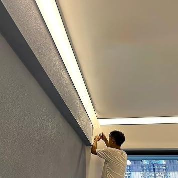 Black Led Track Ceiling Crown Molding Lighting, Linear Led Strip Diffuser for Wall Baseboard Lighting, Led Indirect Lighting Cove Moulding Trim3.3ft/1m