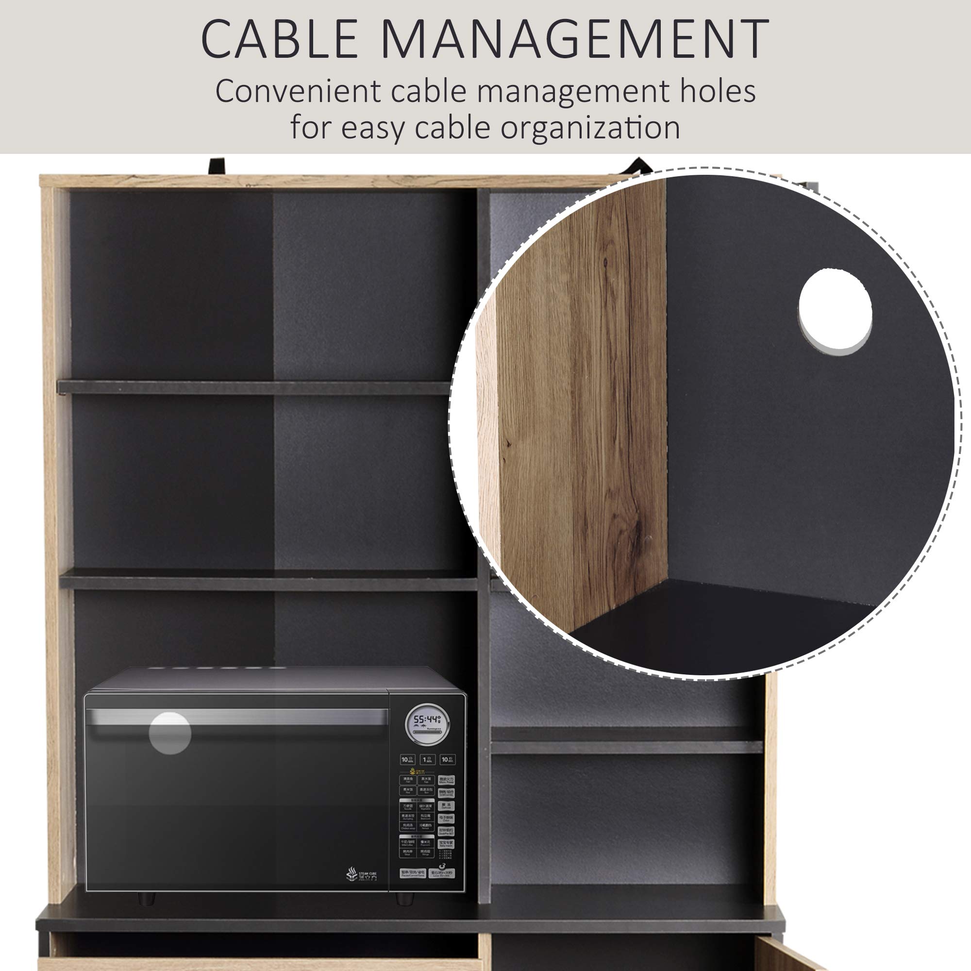 67" Freestanding Buffet with Hutch, Kitchen Pantry Storage