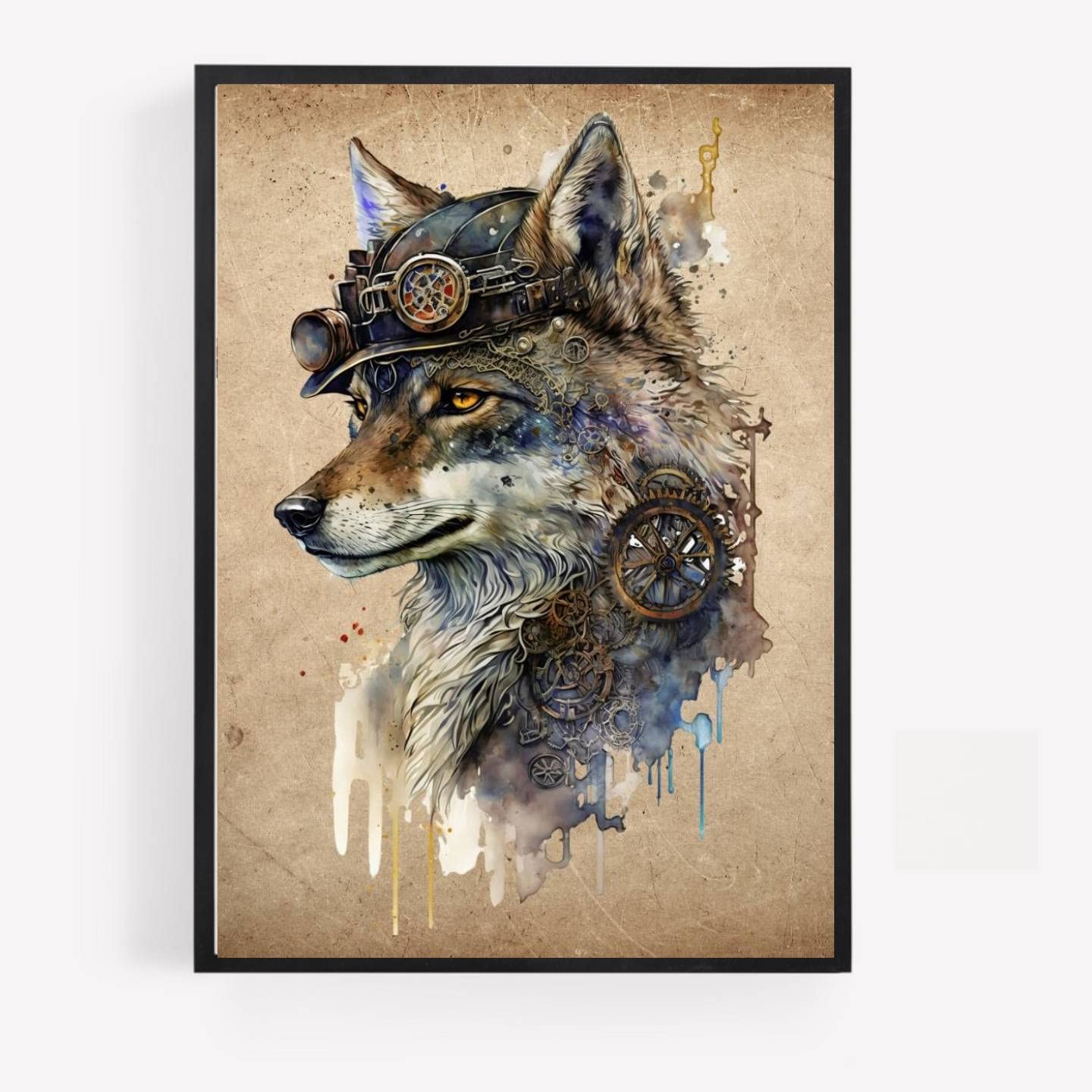 Gfc Monochromatic Steam Punk Steampunk Fox Print Picture Poster Hipster Dapper Vinatge Style A4 Unframed Wall Art Home Decor Decorating Gift