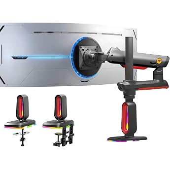 NB Ergonomic Heavy Duty Monitor Mount for Ultrawide Screens up to 60 Inch Flat Curved Monitors - Maximum Load 20 kg Ultra High Monitor Mount 32 34 49 Inch VESA 75/100 mm Red