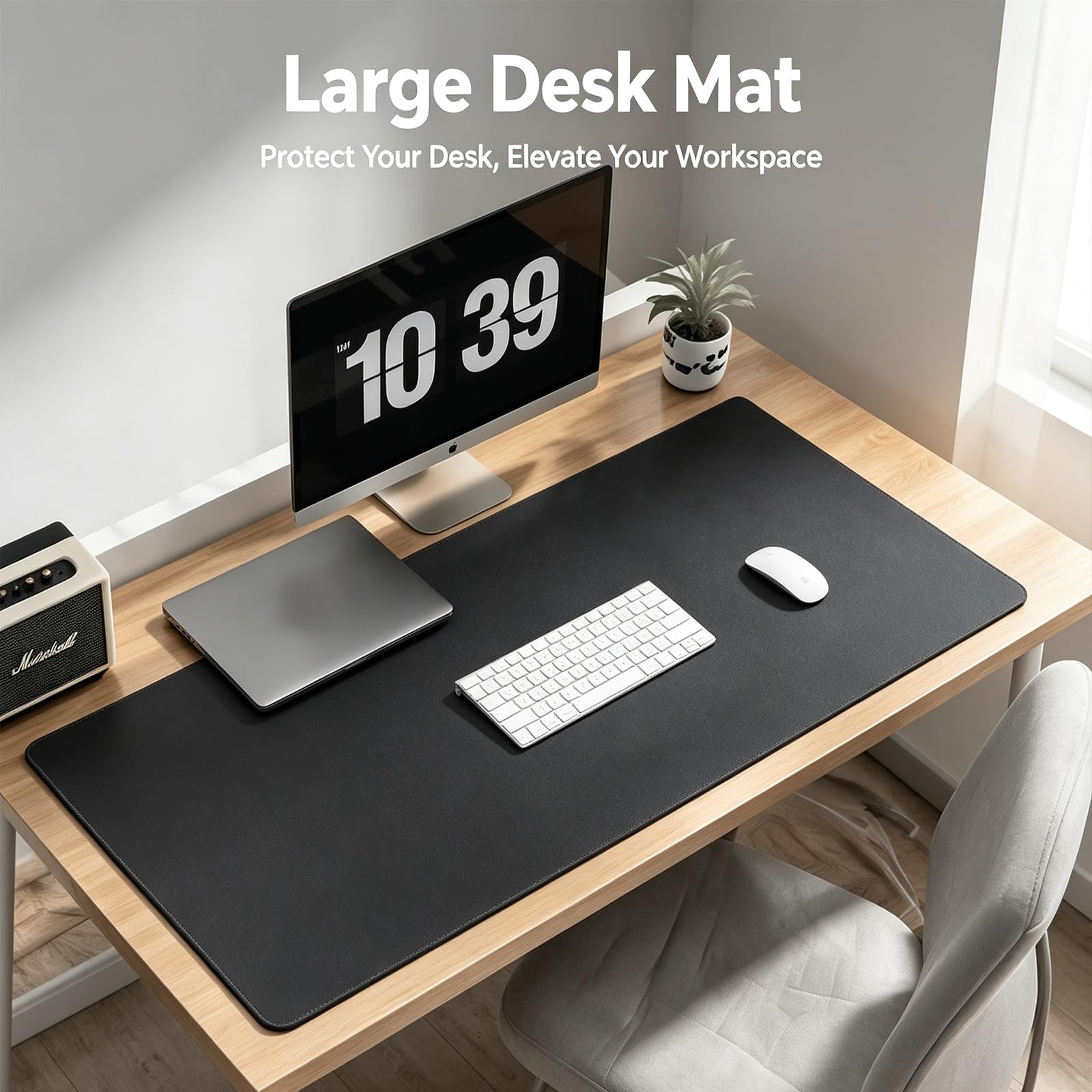Grande Tappetino Mouse da Scrivania, Extended Mouse Pad Gaming | , Desk Mat Impermeabile con Superficie Liscia Antiscivolo per Computer Ufficio Casa, Tastiera e Mouse(Black,90x40cm)