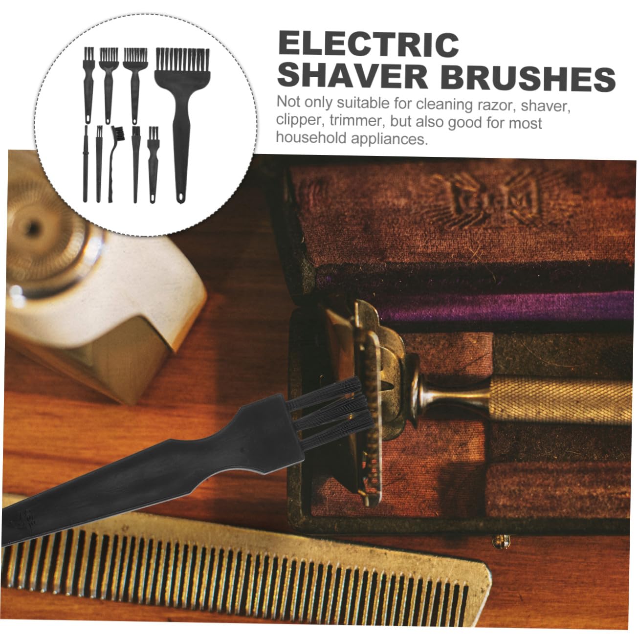 8pcs Shaver Razor Cleaning Brush Facial Hair Remover Tool for Men Barber Accessories Razor Blade Scraper Electric Clippers Cleaning Brush