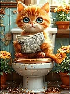 feelive Peinture Diamant Adulte, DIY Diamond Painting Complet 5D Diamond Painting Kit Chat Artisanat Strass Point de Croix Painting pour Adultes, Enfants, D&eacute;coration Int&eacute;rieur 30x40cm