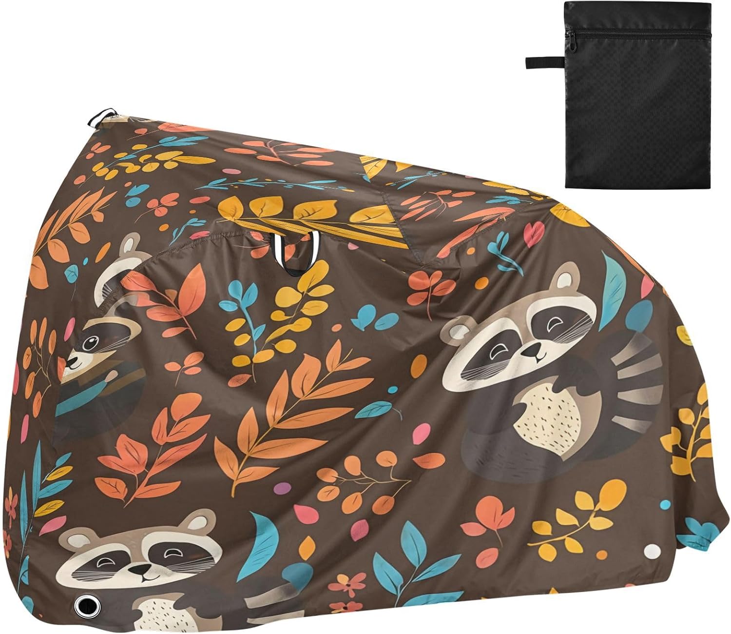 Raccoons and Leaves Bike Cover Waterproof Outdoor Storage, Bicycle Cover Rain Sun UV Wind Proof for Mountain Bike,Road Bike,Electric Bike