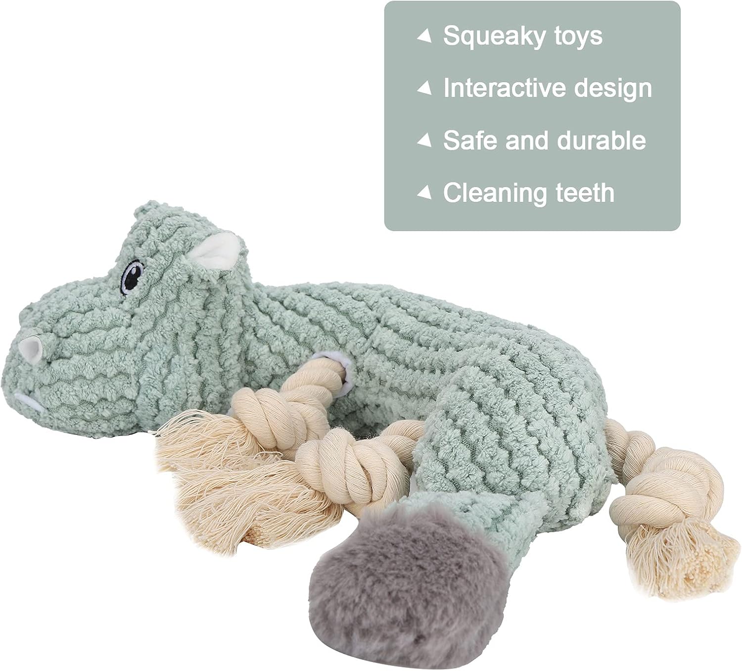 Pet Plush Toy Chewing Squeaky Toys Plush Hippo Shape Cotton Rope Knot for Puppy and Medium Dogs
