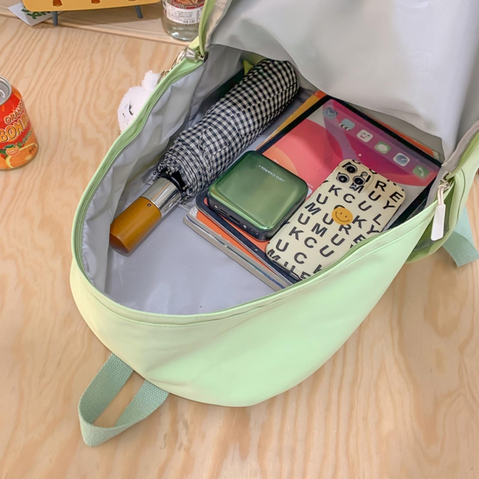 Zaino Carino in Nylon Kawaii, Borsa di Scuola per Laptop Viaggio Moda Studenti Universitari Adolescenti-White