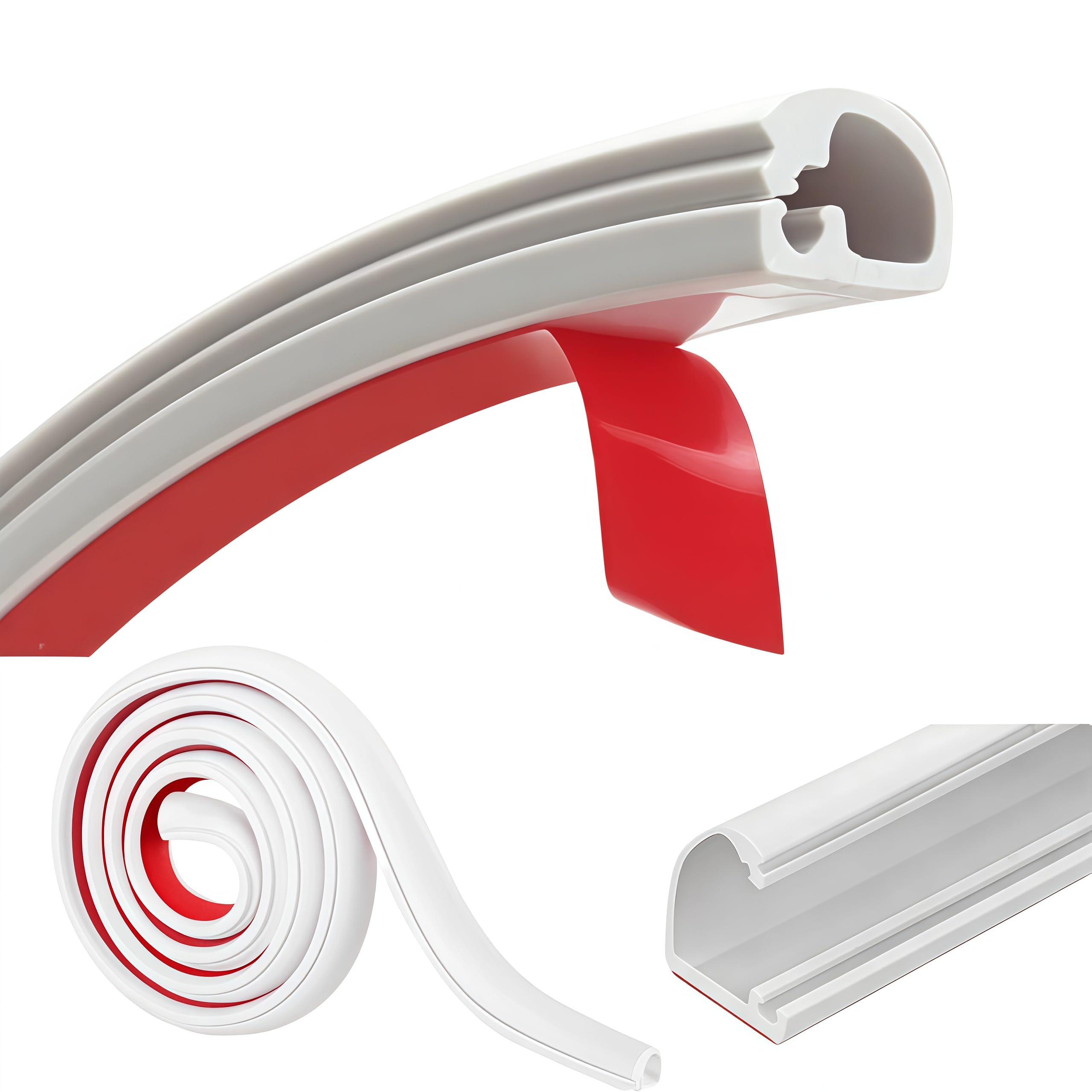 White Cable Trunking Self Adhesive with Clips, 1m Flexible Pvc Wire Cover, On Cable Tidy and Management for Single Cables,Cable Management for Desktops, Corners, Walls, And Crevices (0.59 * 0.39in)