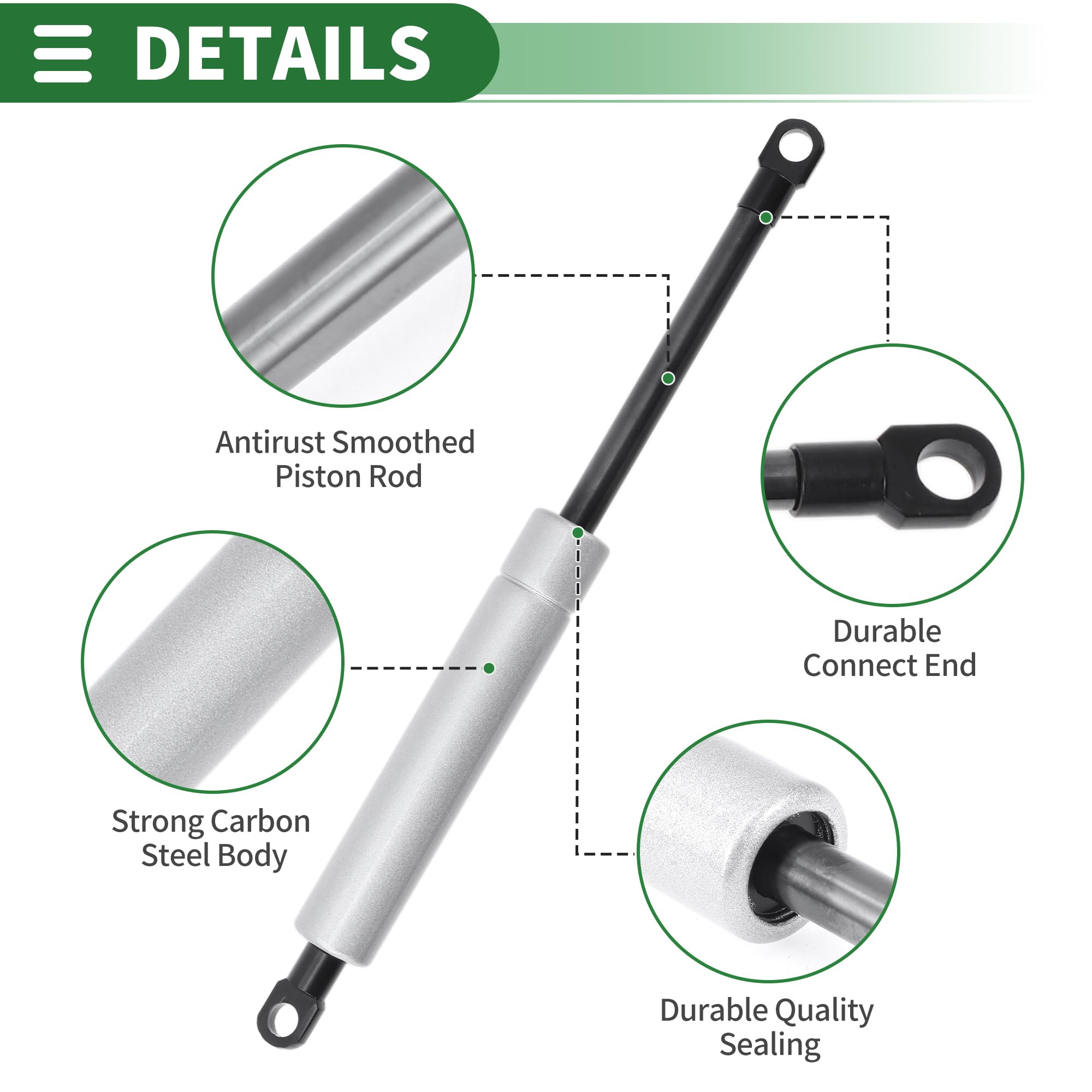 A ABSOPRO 250mm/9.84", Pistoni a Gas 700N Molle a Gas in Acciaio al Carbonio Tono Argento 2 Pz RV Auto Cofano Attrezzi Scatola Coperchio Armadio Porta Coperchio