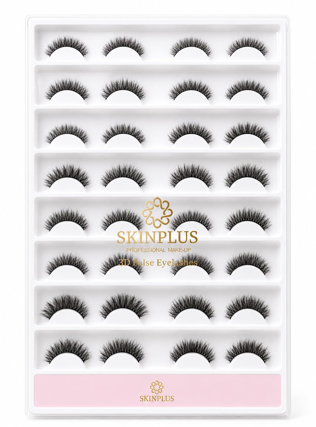 SKINPLUS Professional Makeup 3D False Eyelashes Tray Pack | Reusable Lightweight Natural Look Lashes | Soft Comfortable Band | Volume & Length Eye Lashes Set for Women (Multi Style Pack)-image-19