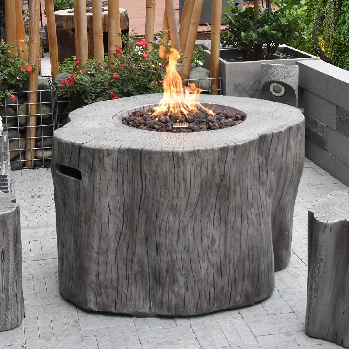 Elementi Warren HPC Concrete Round Fire Table in Classic Grey