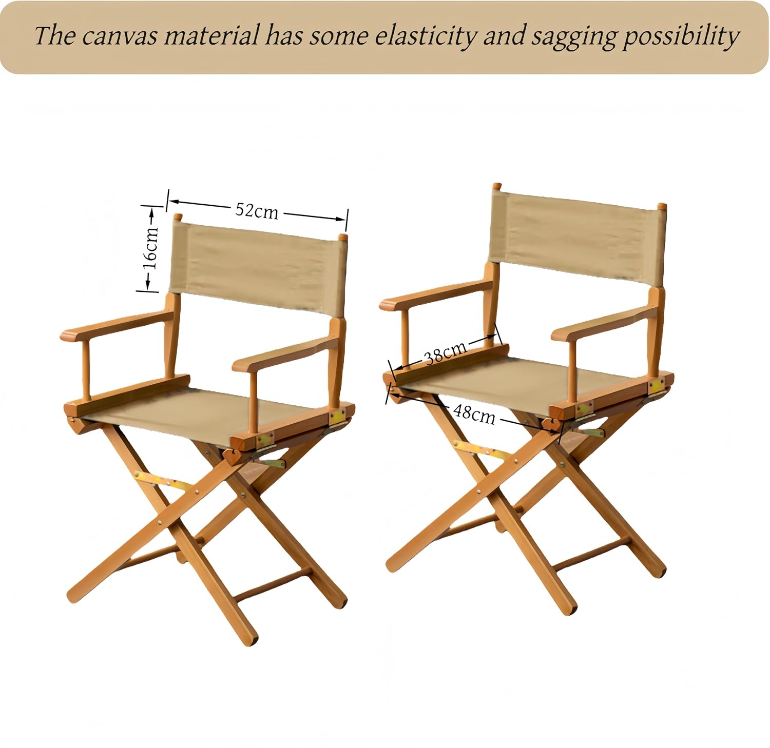 1 Set Director Chair Canvas Replacement with Wood Stick,18.9''L X 15''W Portable Replacement Cover Canvas for Directors Chair (Khaki)