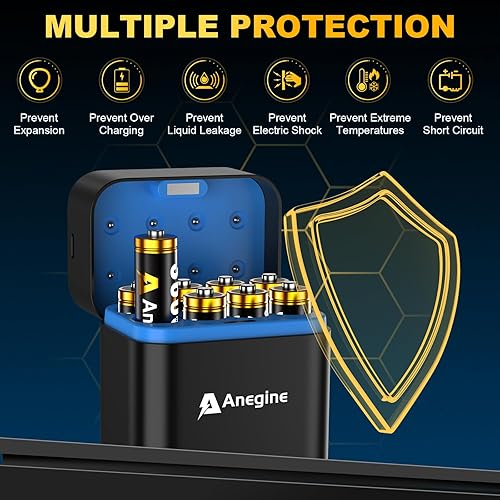 Miniatura 6 de Paquete de 8 baterías recargables AA de litio con cargador rápido, baterías de iones de litio AA de alta potencia de 3600 mWh, 1.5 V, batería AA de