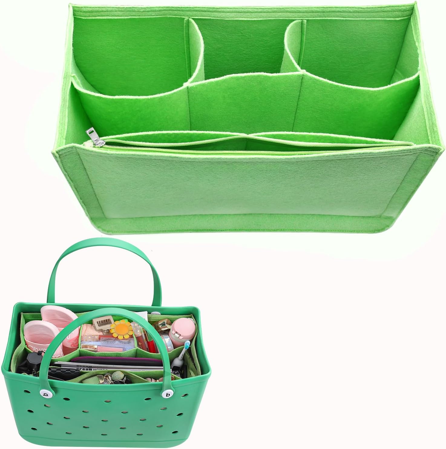 Quoyiyo フェルトインサートバッグオーガナイザー ボグバッグ用 ゴム製ビーチバッグオーガナイザー Bogg Bag Tote対