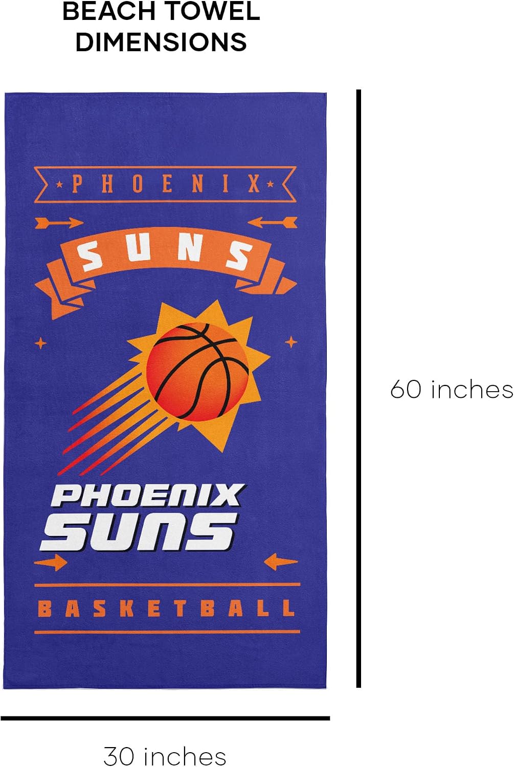 NORTHWEST NBA Phoenix Suns Beach Towel, 30" x 60", Hardwood Classics