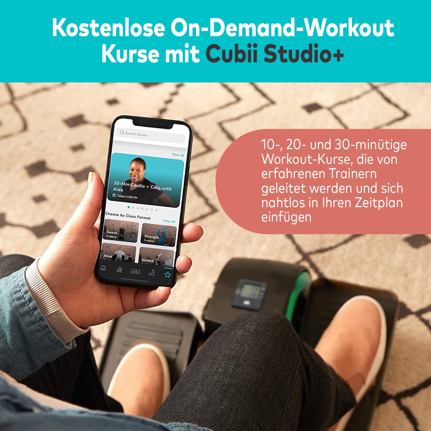 Cubii Move Ellipsentrainer – Kompakter Heimtrainer für Senioren, Mini Crosstrainer mit LCD-Display & 6 Widerstandsstufen, Leiser Pedaltrainer für Zuhause, Büro und ältere Nutzer