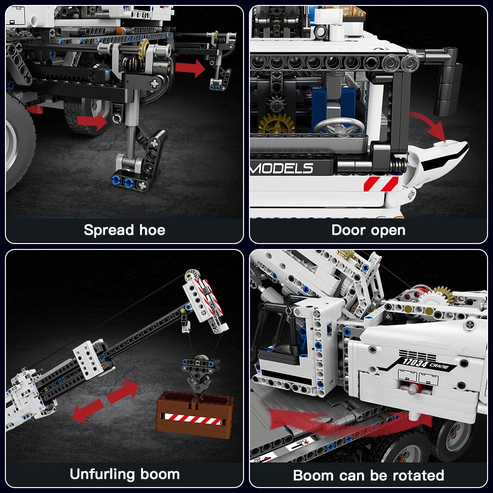Mould King 17034 Tecnología Grúas con Control Remoto Módulos de construcción Juguetes Camiones RC Grúas de automóviles Módulos de construcción con Control Remoto y 4 Motores (2819 Piezas)