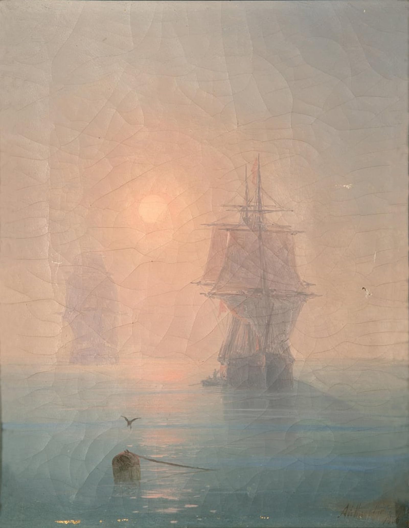 POSTERIIk Famous Modern Artwork Art Mural Corvette in the Mist by Ivan Konstantinovich Aivazovsky Oil Paintings Pictures for Home Decor 60x90cm