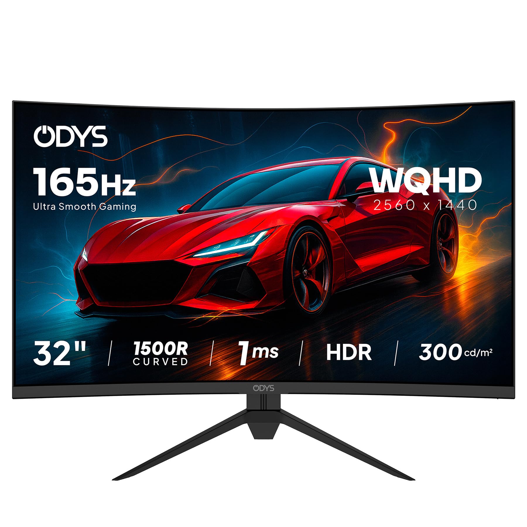 Odys XP32 - Monitor curvo WQHD da 80 cm (32") (2.560 x 1.440 pixel, 165 Hz, tempo di risposta 1 ms, compatibile con AMD FreeSync, NVIDIA G-Sync, riduzione della luce blu, HDMI, display port) nero