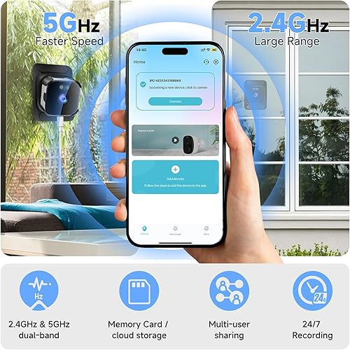 Miniatura 3 de Cámara de seguridad de ventana 4K para el hogar Cámara de ventana WiFi de 2.4 GHz y 5 GHz con visión nocturna a color de doble luz - Cámara de