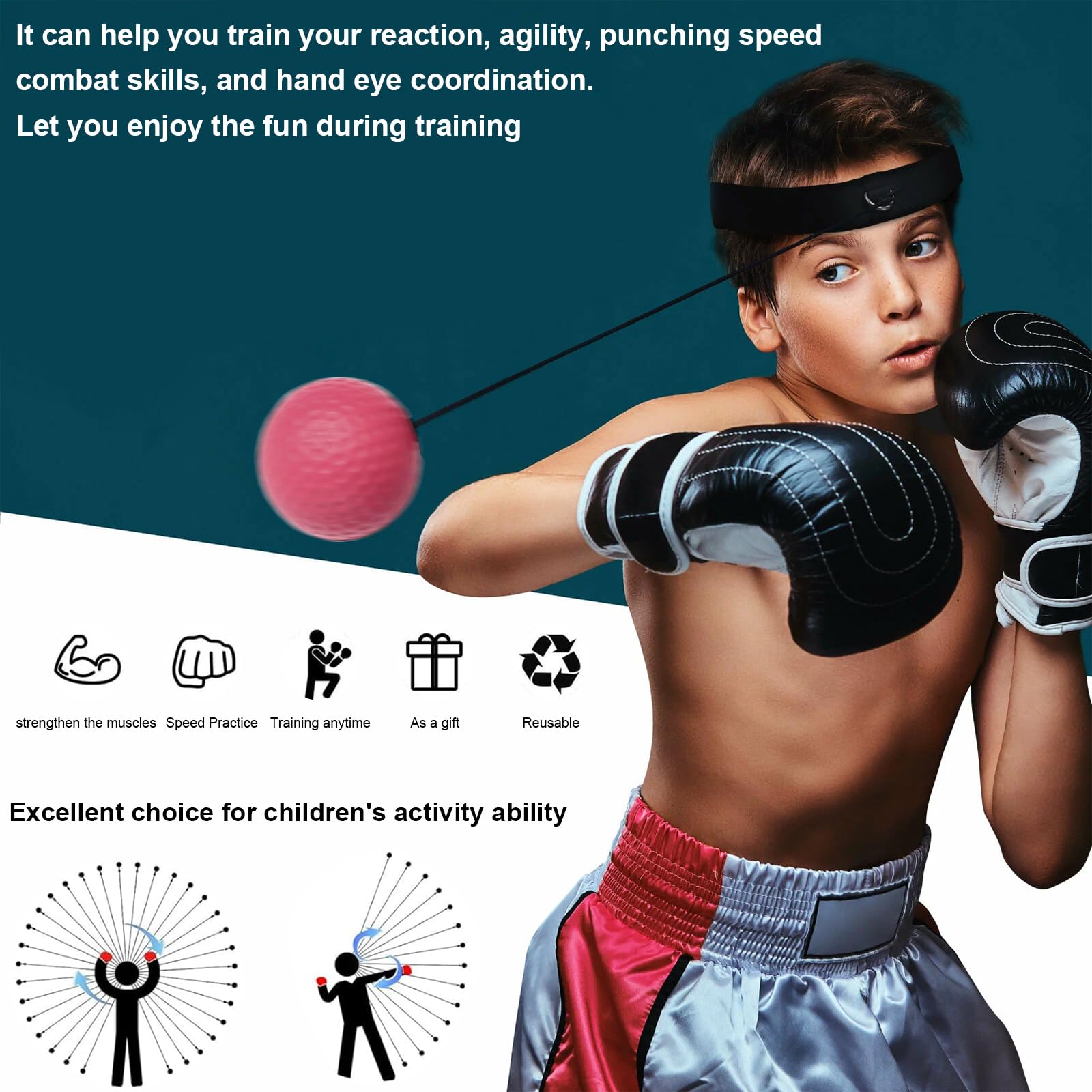 Vueinrg Kit 3 Balles Réflex + Bandeau – Entraînement Réflexes, Réaction Et Coordination Œil-Main