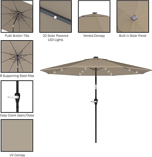 Miniatura 3 de Pure Garden Patio Umbrella with Lights