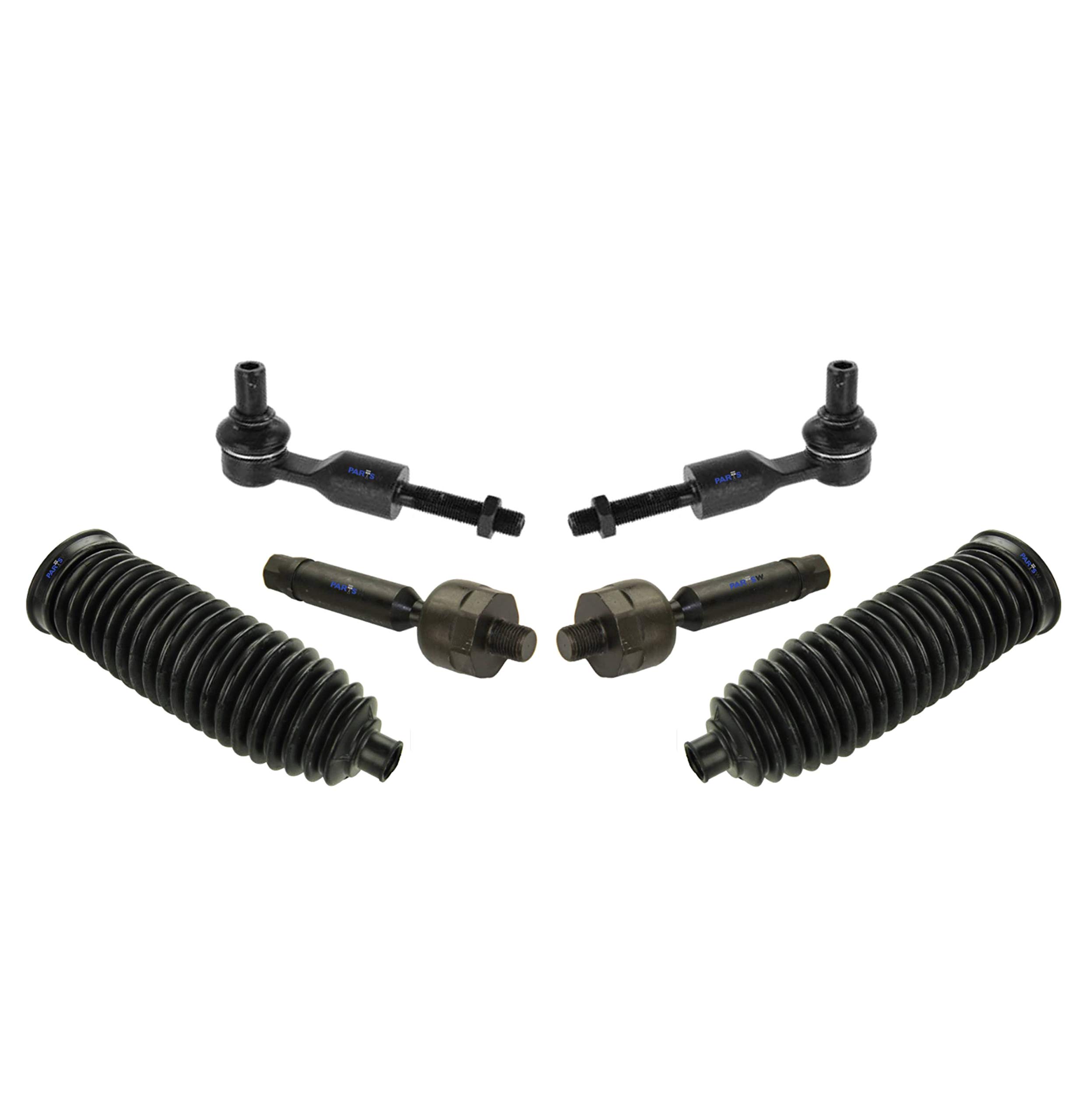 PartsW 6 Pc Front Steering Kit for A4 / A4 Quattro / A6 / A6 Quattro / A8 / A8 Quattro/Allroad Quattro / S8 / Passat/Rack and Pinion Bellow Boots, Tie Rod Linkages