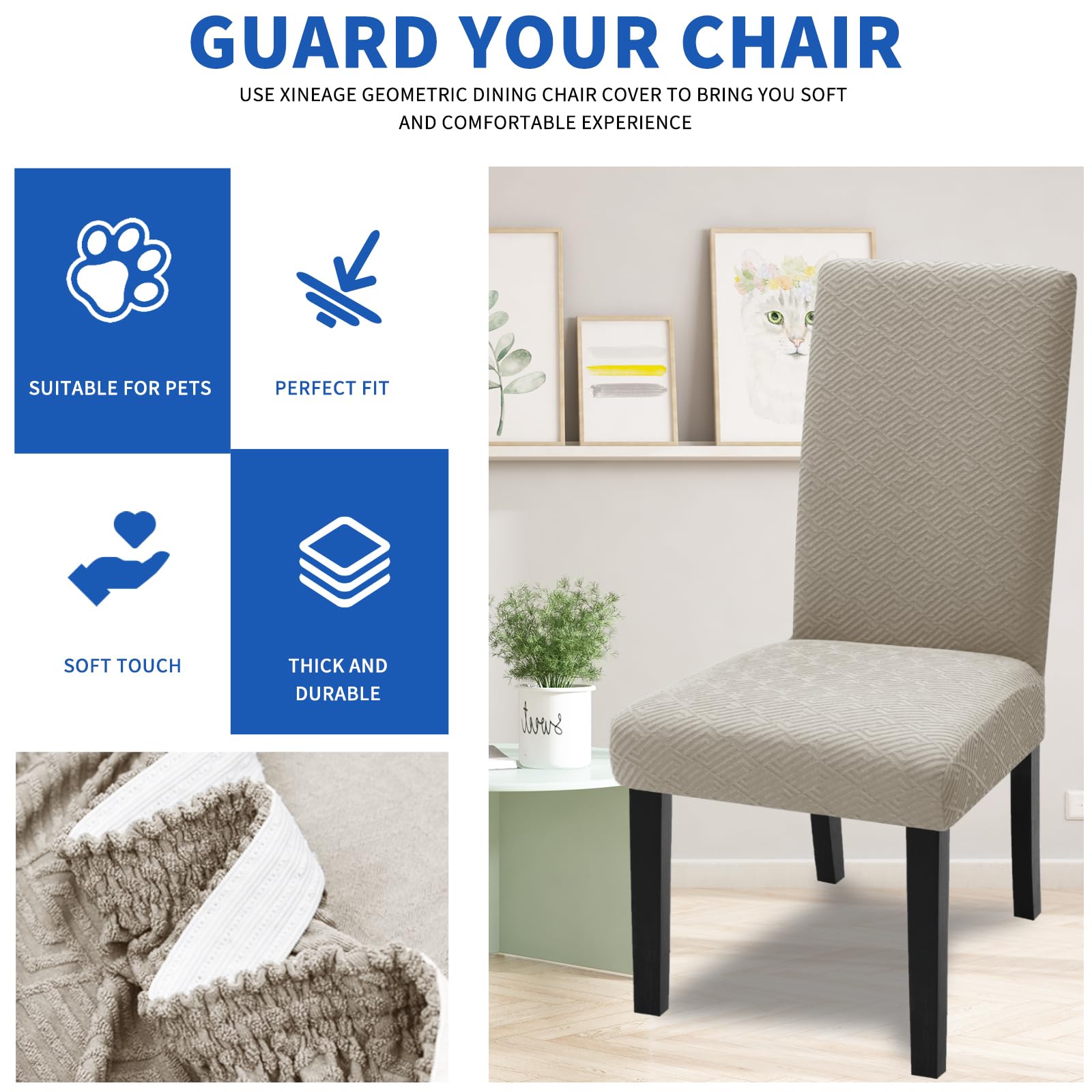 Coprisedie Elasticizzati 6 Pezzi - Tessuto Morbido, Antigraffio, Nero - Foto 10