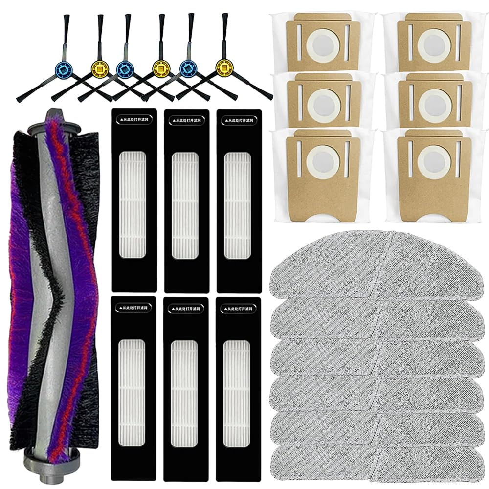 25 PCS part Compatible with Midea S8 / S8+ / S8 Plus/CLIEN T24 Replacement Parts Main Side Brush Filter Mop Dust Bag