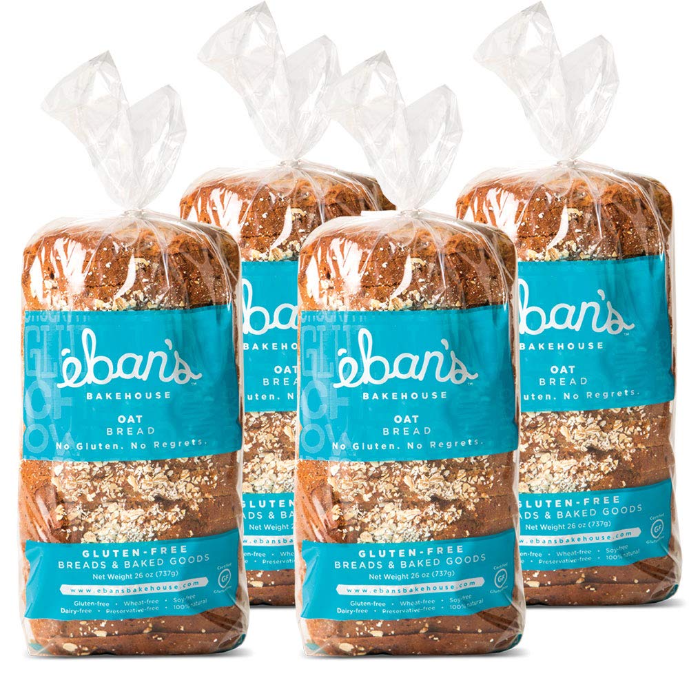 Eban’s Bakehouse Fresh Baked Gluten-Free Oat Bread - 4 Loaves - 100% Natural - Soy, Wheat and Dairy Free, Preservative Free, Non-GMO (26oz, 737g Each)