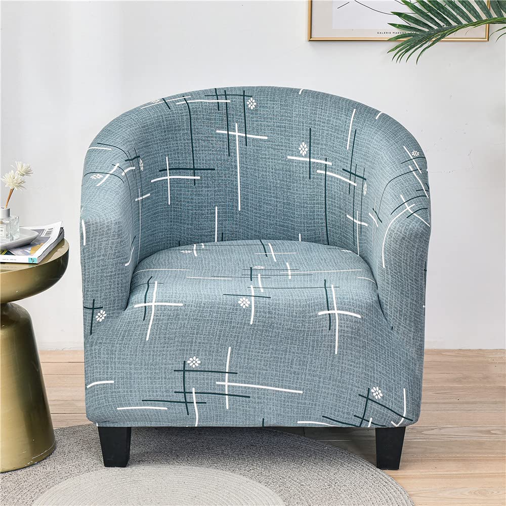 Copripoltrona Elasticizzato Highdi Per Poltrona Chesterfield 1 Posto - Motivo Geometrico Blu, Lavabile, Antiscivolo, Misura Adattabile