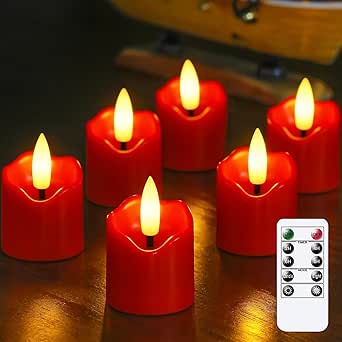 DRomance Flameless Votive Candles With 6 Hour Timer, Battery Operated White LED Flickering Small Pillar Tealight Candles Bulk 1.5" D X 2" H Set Of 10 Warm Light Indoor Wedding Christmas Holiday - View #10