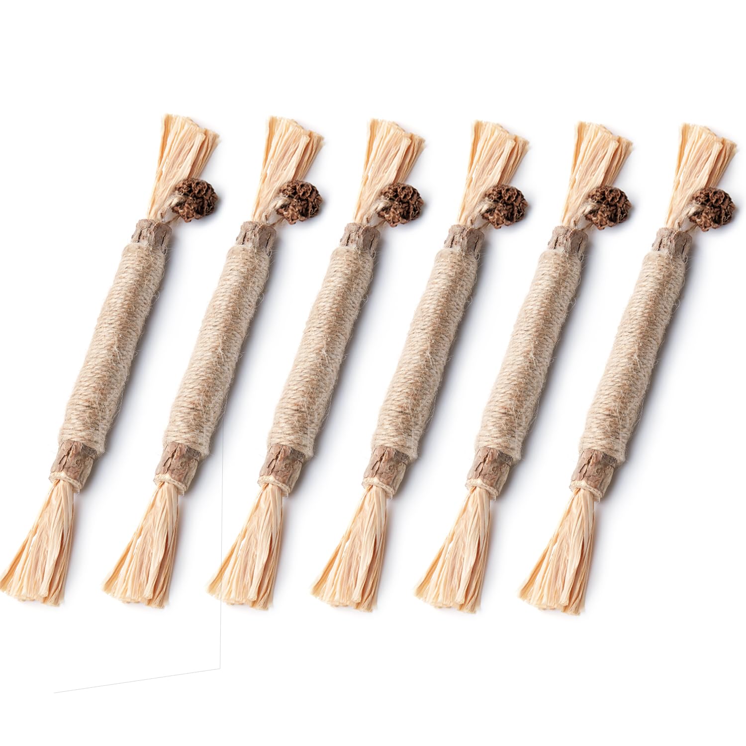 Potaroma Lot de 6 Bâtonnets Naturels pour Chats – Jouets à Mâcher avec Cataire & silvervine pour Jeu Interactif et Nettoyage des Dents