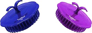 Hair Scalp Exfoliator Brush, Dandruff Cleaning Brush, Shower Scalp Shampoo Brush for Home, Office, Travel and Pets Pack of 2 (Purple & Blue)
