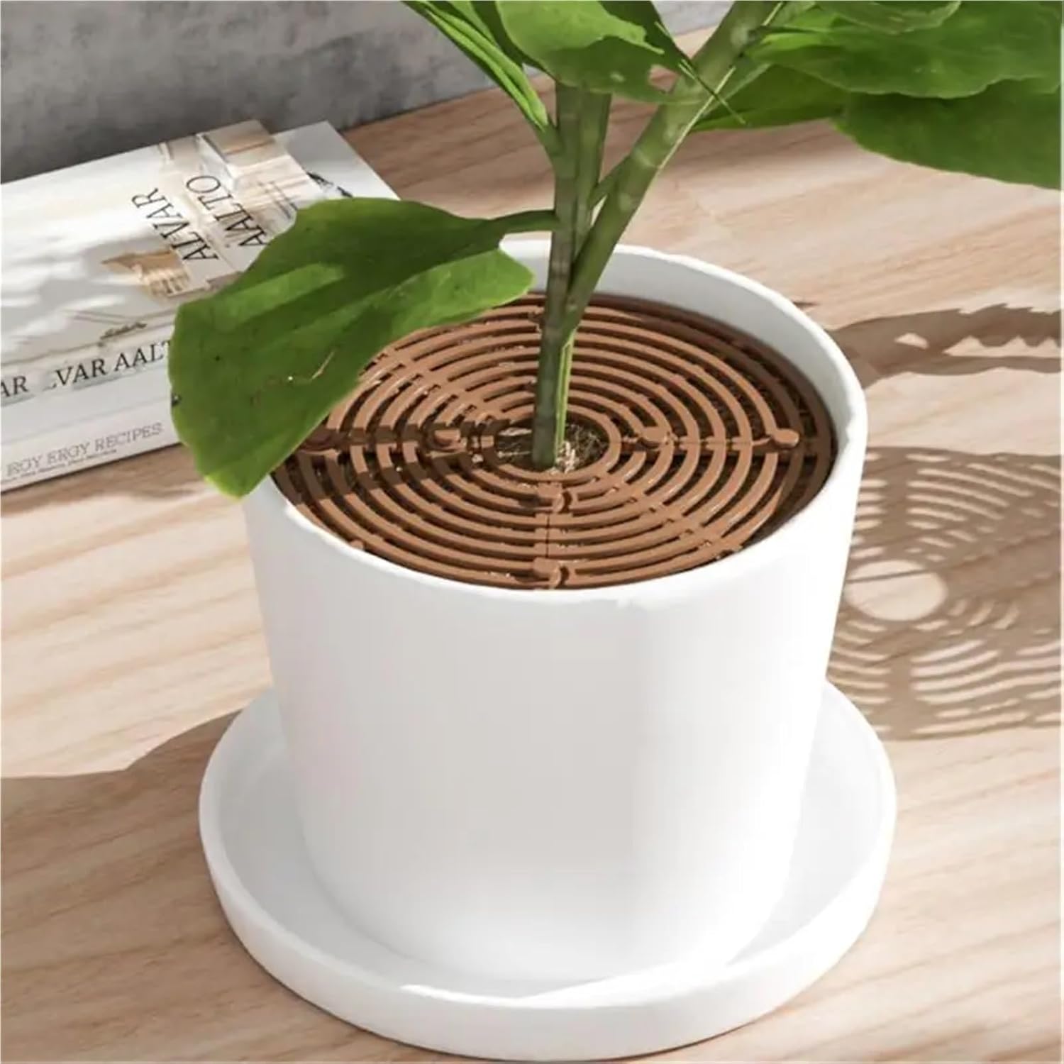 Plant Pot Cover 3pcs Flower Pot Cover Grid Garden Soil Guard Plant Protector Home Indoor Repel Cat Dog Protection for Outdoor Garden(Coffee,Square 30cm)