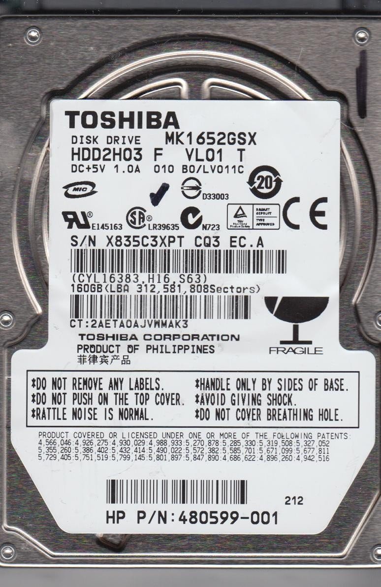 東芝 mk1652gsx 160 GB ハードドライブ Amazon.com: Toshiba MK1652GSX 160GB 2.5-Inch 5400RPM SATA