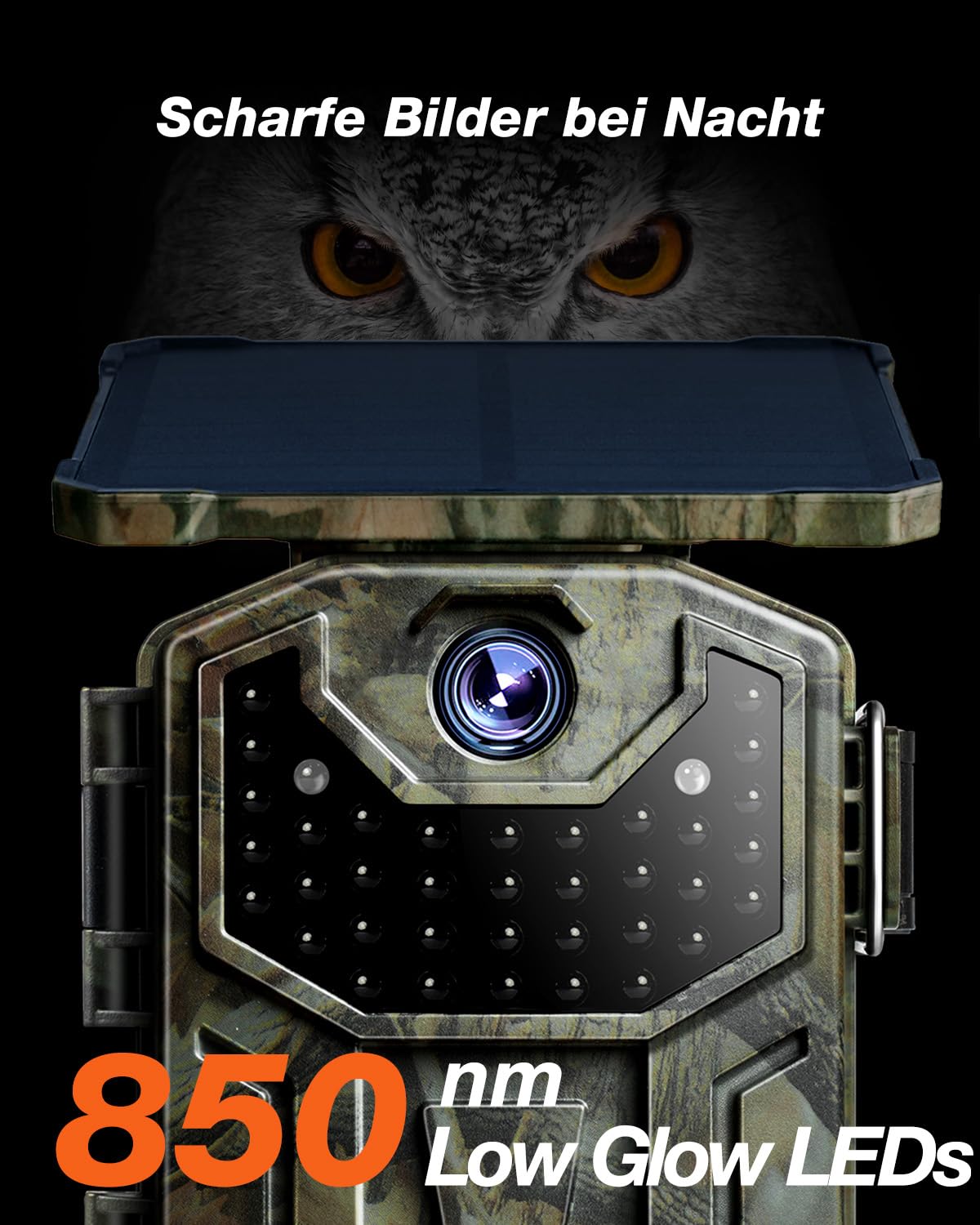iZEEKER Solar Wildkamera 4K 30fps 48MP, Wildtierkamera mit 2600 mAh Akku, Wildkamera mit Bewegungsmelder Nachtsicht, Kein WLAN, IP66 Wasserdicht für Wildtierbeobachtung & Heim Sicherheit