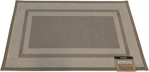 Omega Indoor Mat, Non-Slip, Jacquard Door Mat with PVC Backing, Indoor Entrance Rug for Kitchen, Bathroom & Living Room, 45 x 75 cm - Beige