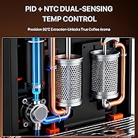 Vista 7 de Máquina de café expreso de 20 bares, cafetera con molinillo, cafetera con espumador de leche y cafetera profesional para café con leche capuchino