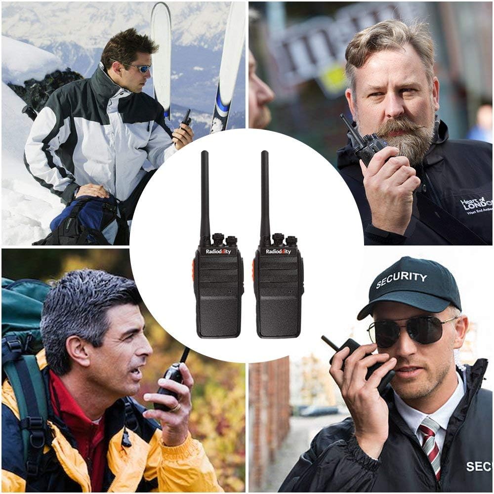 New Deal Radioddity R2 Long Range Walkie Talkie Two Way Radio Rechargeable Scrambler Perfect for Business Survival Camping Hunting with USB Desktop Charger + Earpiece (2 Pack)