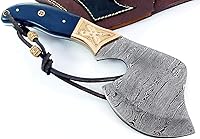 Vista 6 de Cuchillo de caza de hacha de acero de Damasco Hacha Tomahawk Camping Senderismo SM46
