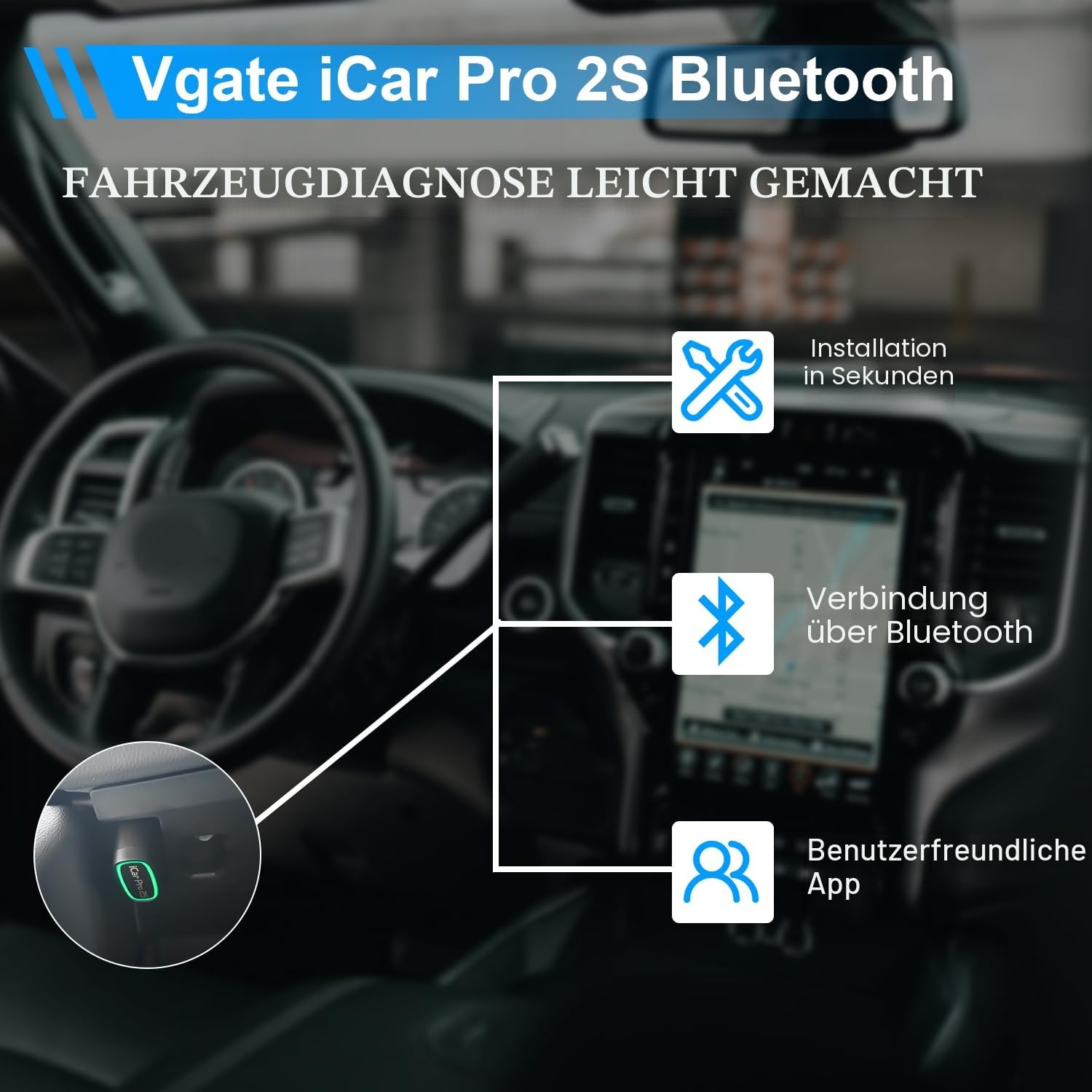 Vgate iCar Pro 2S Bluetooth OBD2 Diagnostic Tool for iOS, Android & Windows, Auto Scan Tool Supports Electric and Hybrid Vehicles