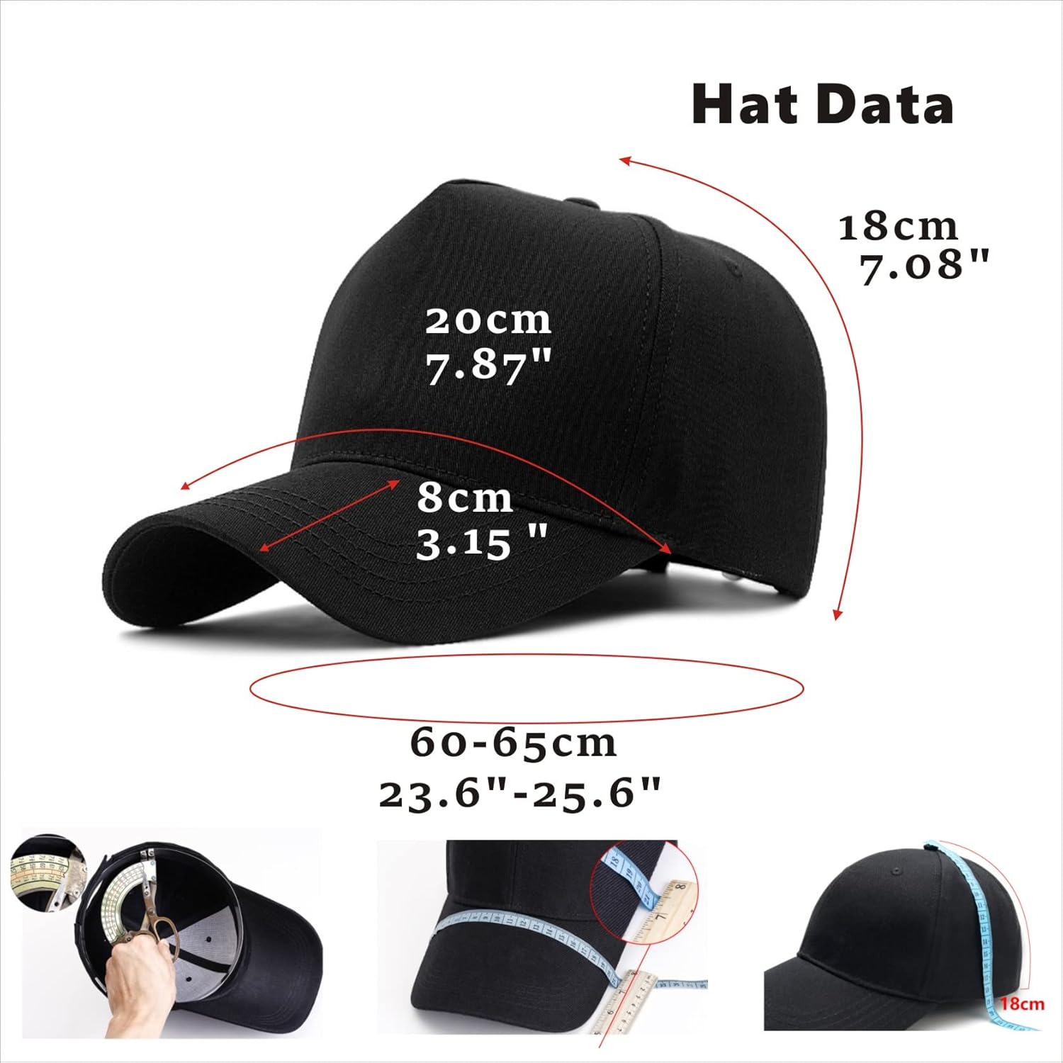 Oversize XXL High Crown Baseball Cap Big Head Hats for Men Dad Hat Adjustable Plain Running Cap 23.6"-25.6" - Image 7