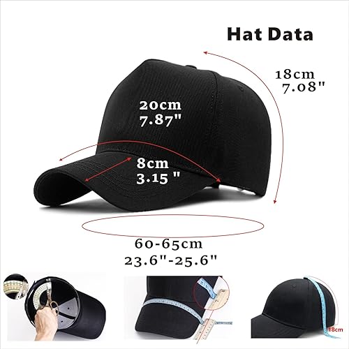 Miniatura 7 de MUNULA Gorra de béisbol de gran tamaño XXL de corona alta para hombre sombrero de papá gorra de correr ajustable lisa de 236 a 256 pulgadas