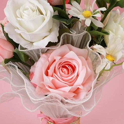 Miniatura 3 de XIHIRCD Papel de malla para envolver flores, hilo ondulado de 4.9 yardas, red de embalaje floral coreana, papel de regalo impermeable para