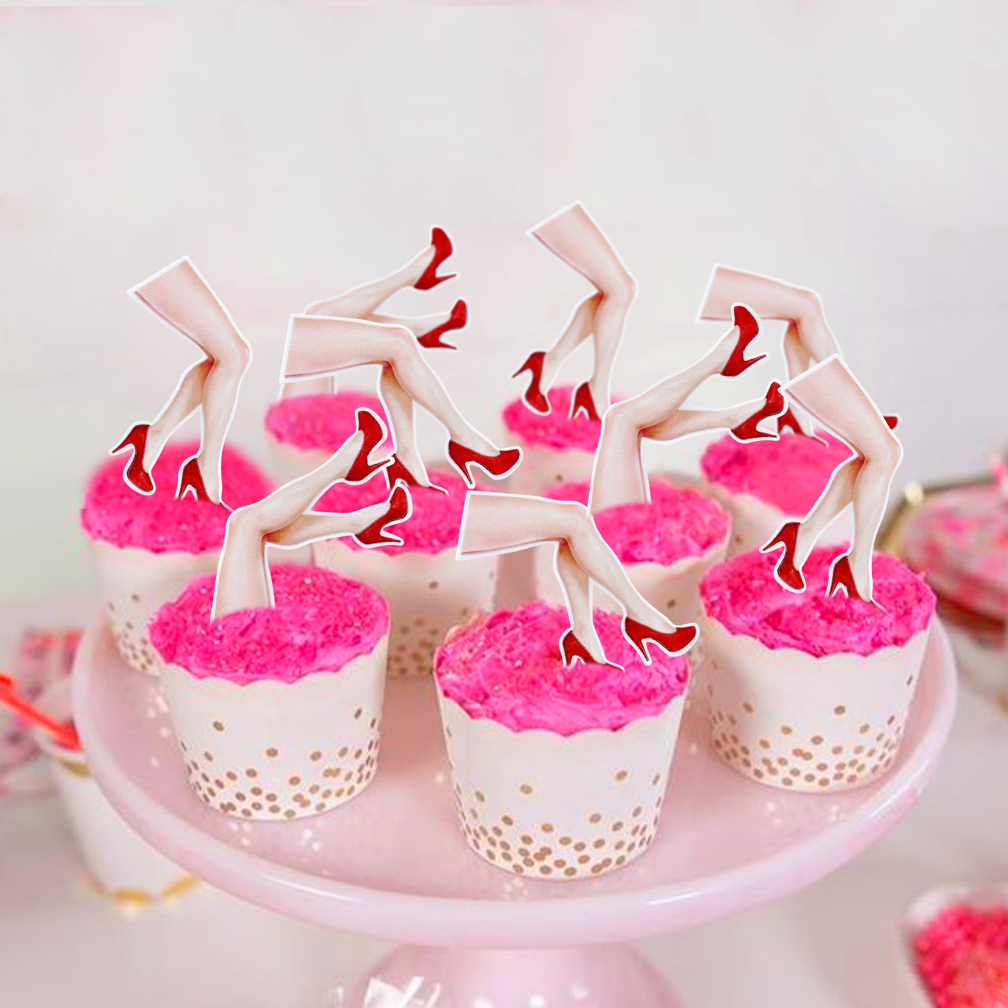Blumomon 40Pcs Pre-Cut Edible Long Legs Cupcake Toppers Hen Party Cupcake Decoration Picks for Bachelorette Party Model Party Supplies - Image 3